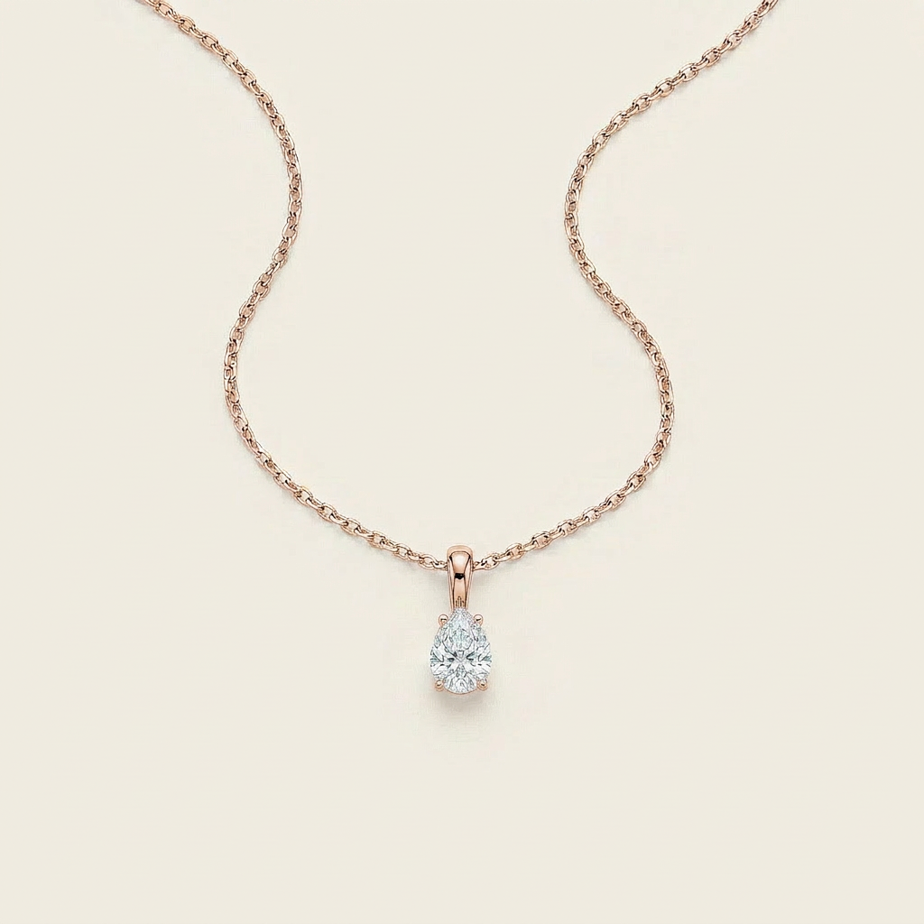 Moissanite 0.20 CT Pear Cut Diamond Solitaire Necklace