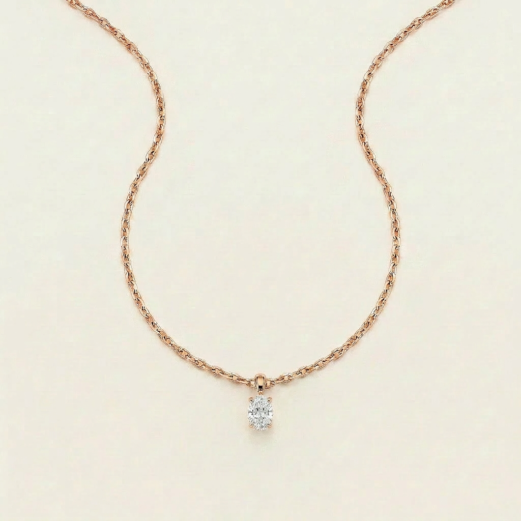 Moissanite 0.25 CT Oval Cut Diamond Solitaire Necklace (V1)