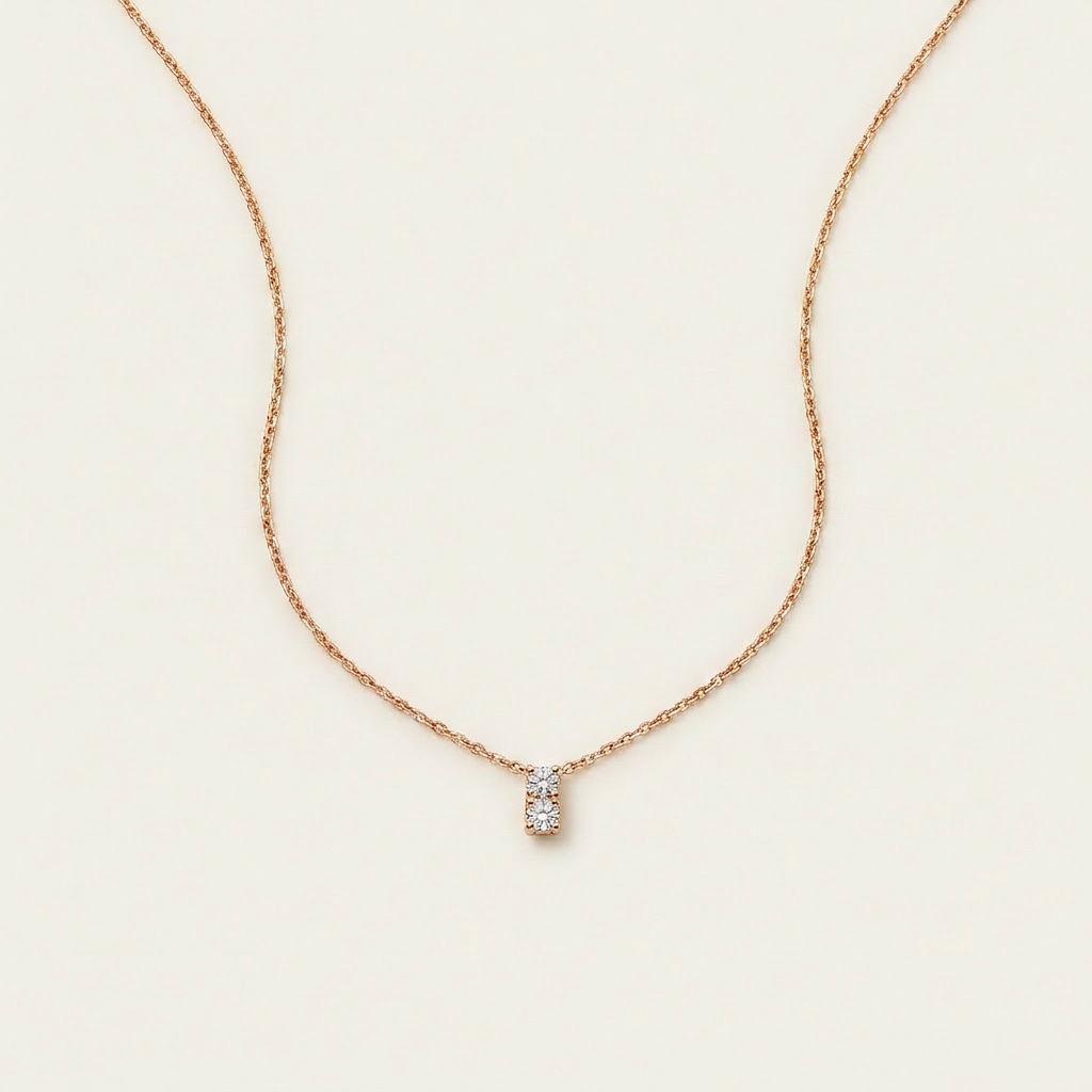 Moissanite 1.00 CT Round Cut Diamond Two Stone Necklace