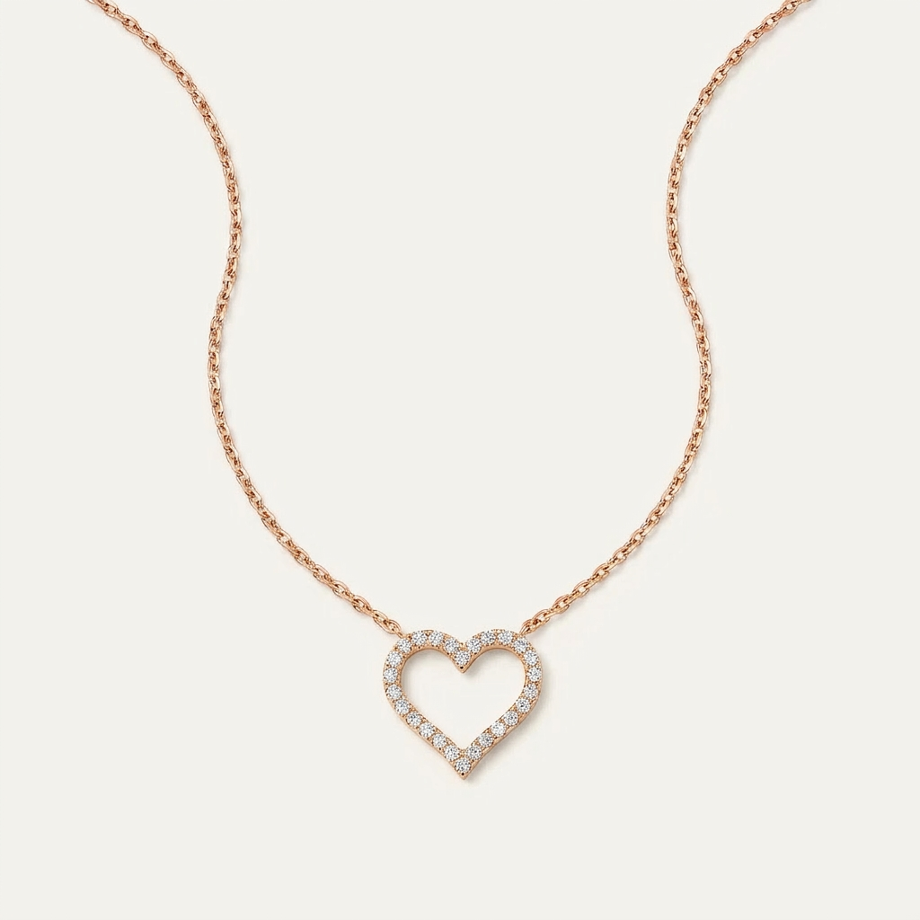 Moissanite 0.30 CT Round Cut Diamond Heart Necklace (V2)