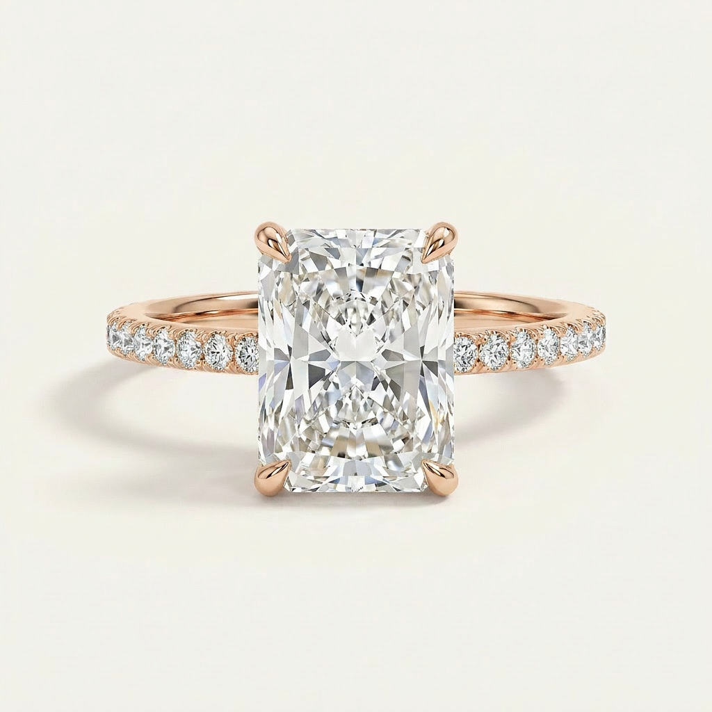 Moissanite 2.85 CT Radiant Cut Diamond Solitaire Ring