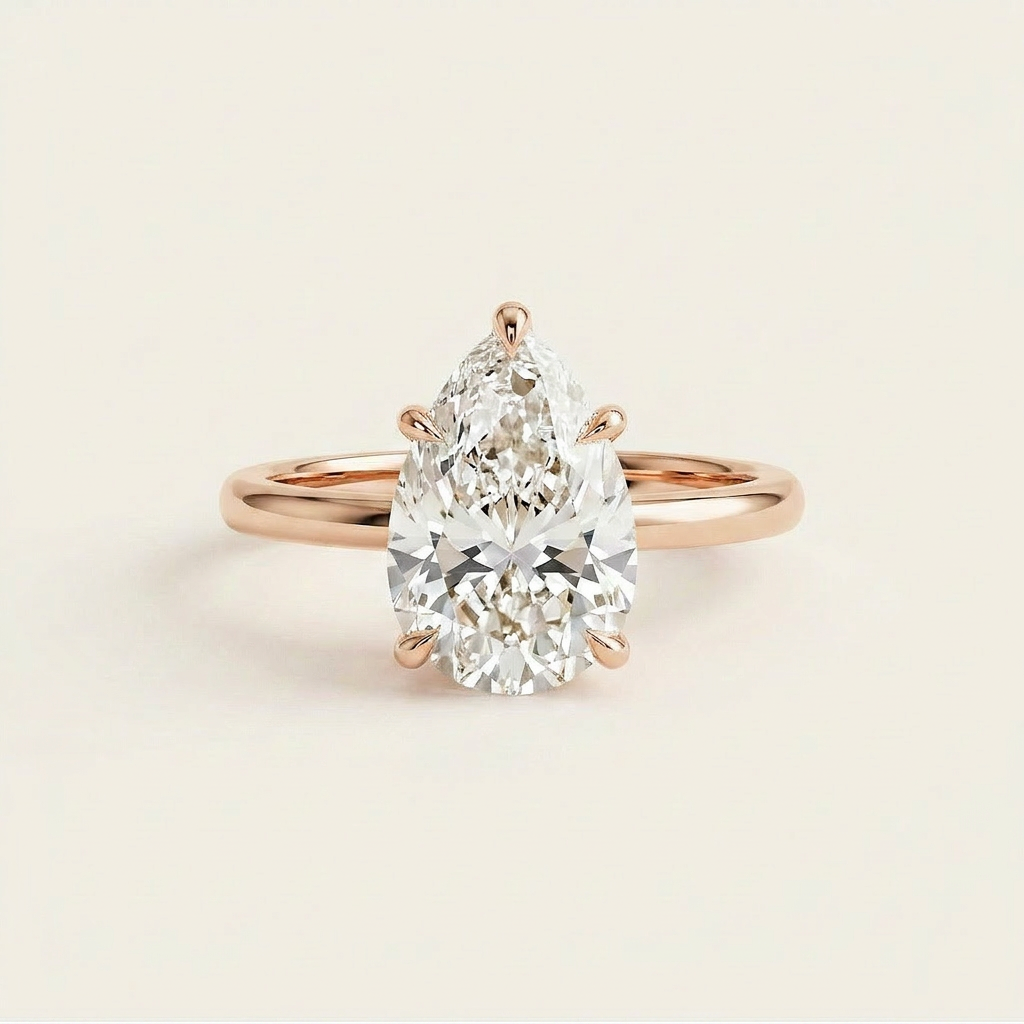 Moissanite 2.91 CT Pear Cut Diamond Solitaire Ring