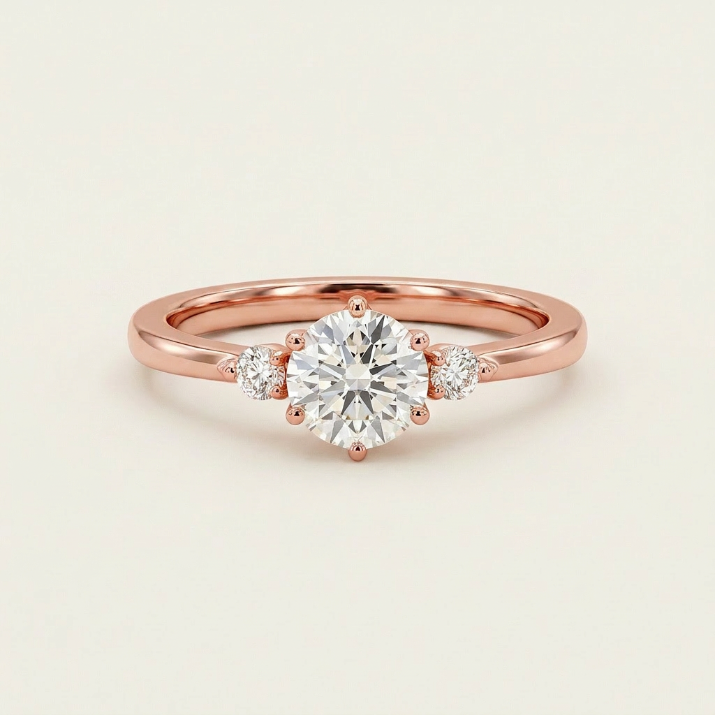 Lab Grown 0.80 CT Round Cut Diamond Three Stone Ring