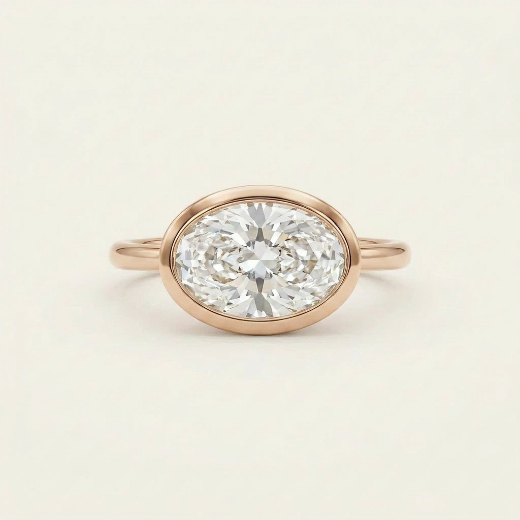 Moissanite 1.85 CT East-West Oval Cut Diamond Solitaire Ring
