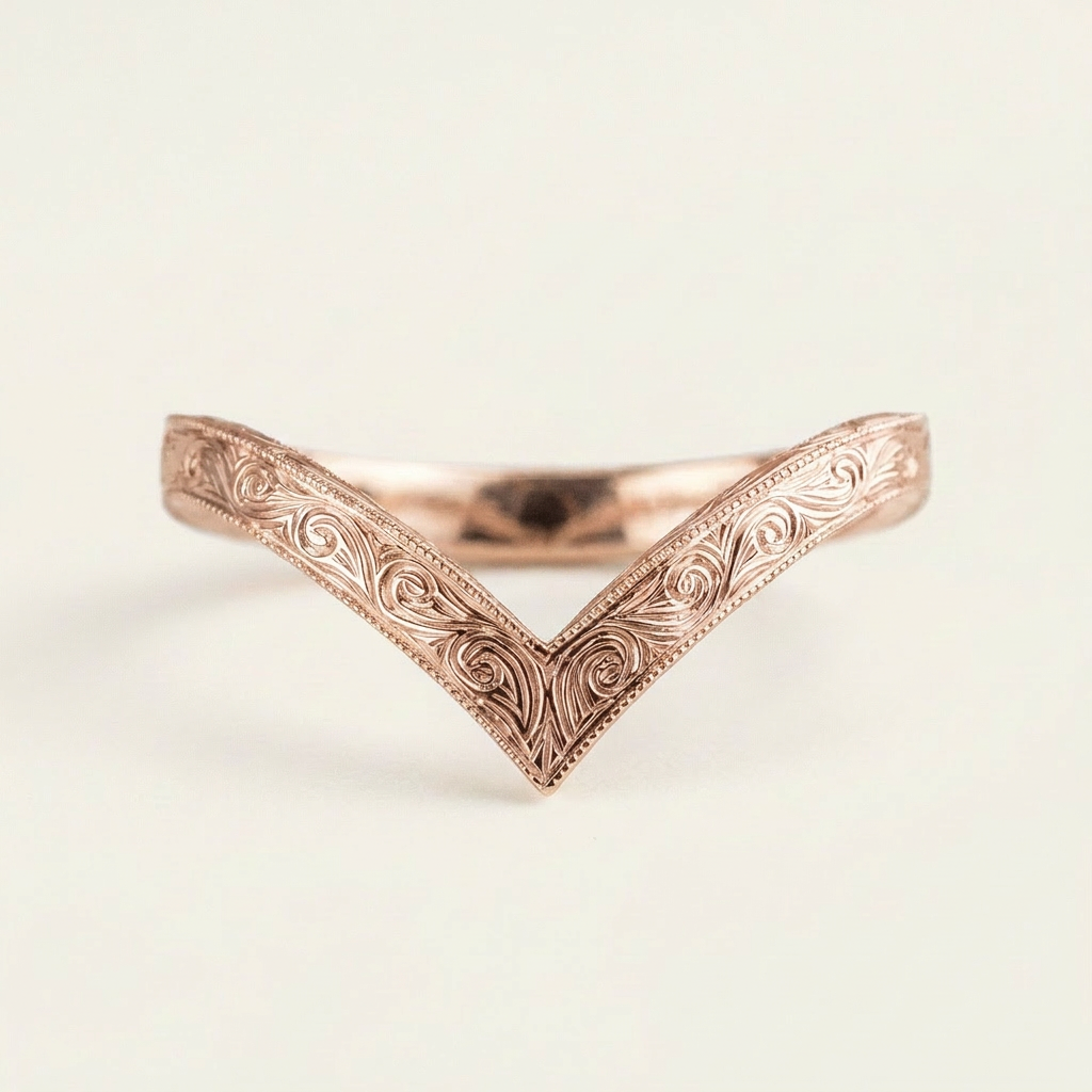 Minimalist V-Shape Plain Wedding Band