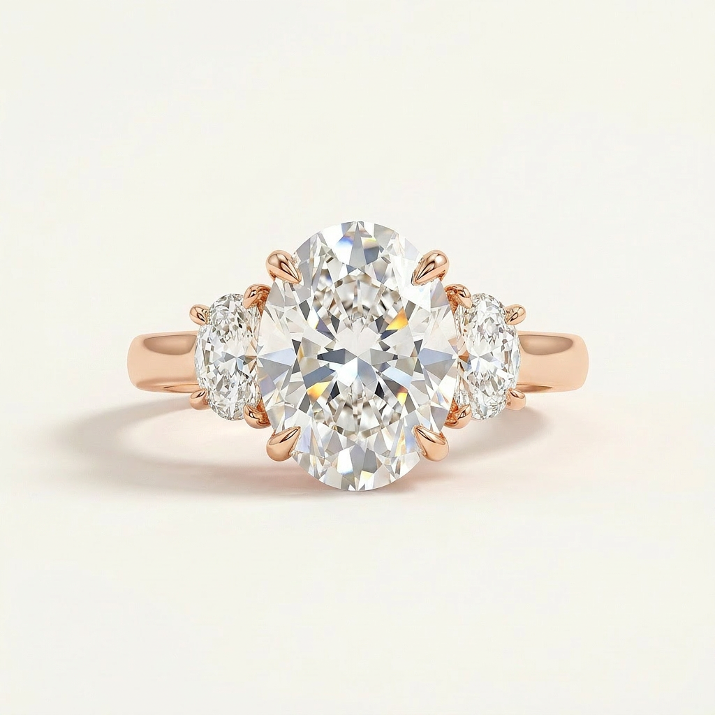 Moissanite 5.00 CT Oval Cut Diamond Three Stone Ring