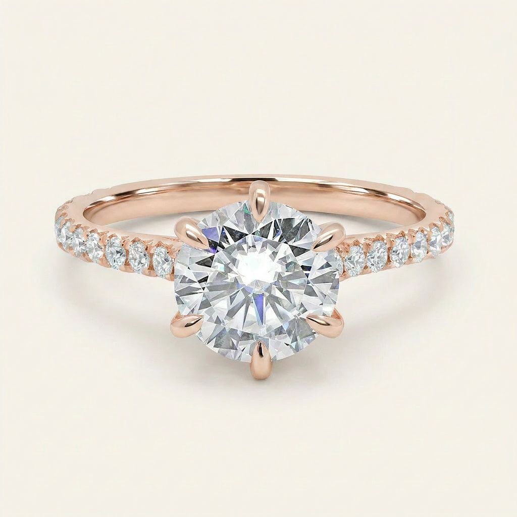 Moissanite 1.35 CT Round Cut Diamond Solitaire Ring