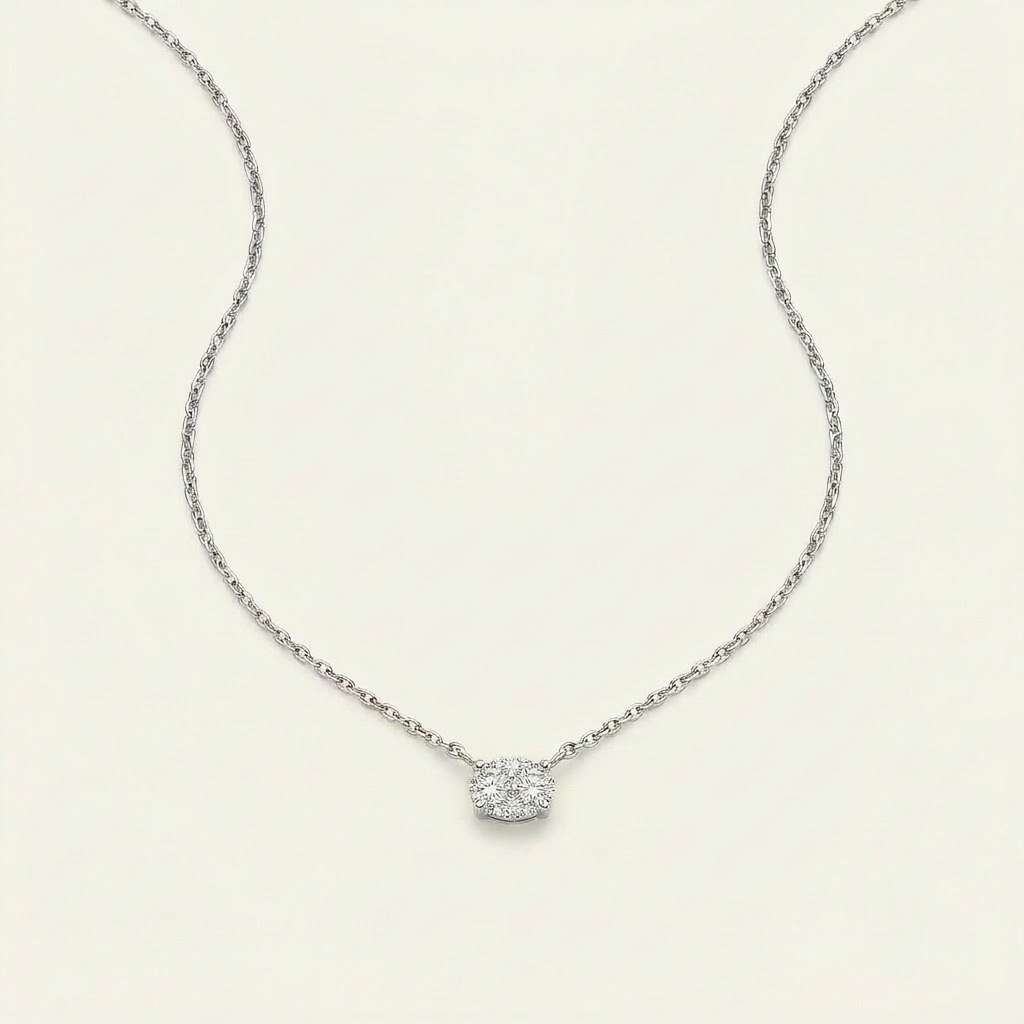 Moissanite 0.25 CT Oval Cut Diamond East-West Necklace (V1)