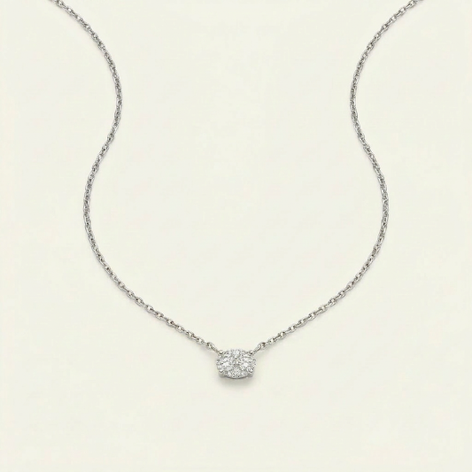 Moissanite 0.25 CT Oval Cut Diamond East-West Necklace (V1)