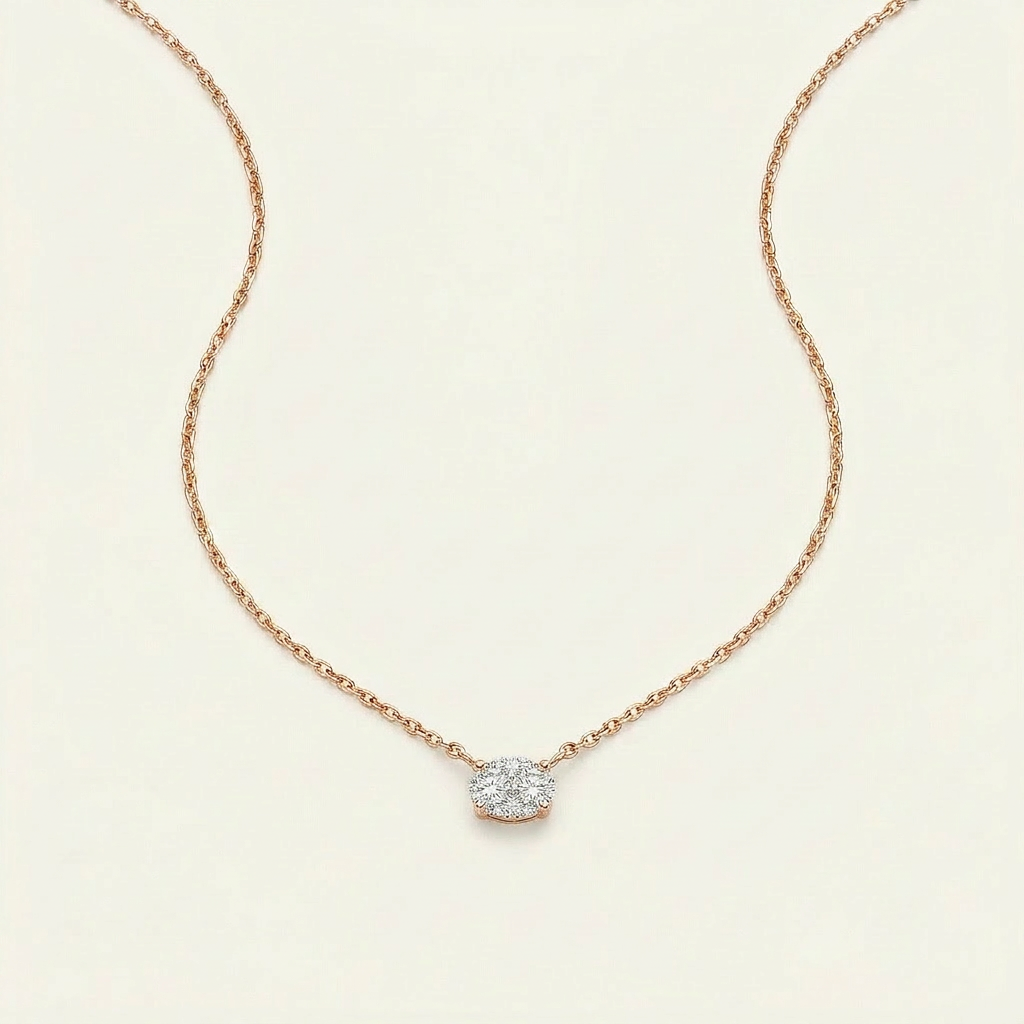 Moissanite 0.25 CT Oval Cut Diamond East-West Necklace (V1)