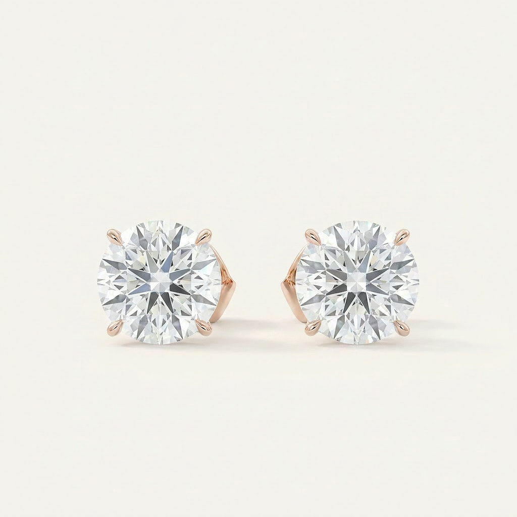 Moissanite 1.00 CT Round Cut Diamond Stud Earrings (V1)