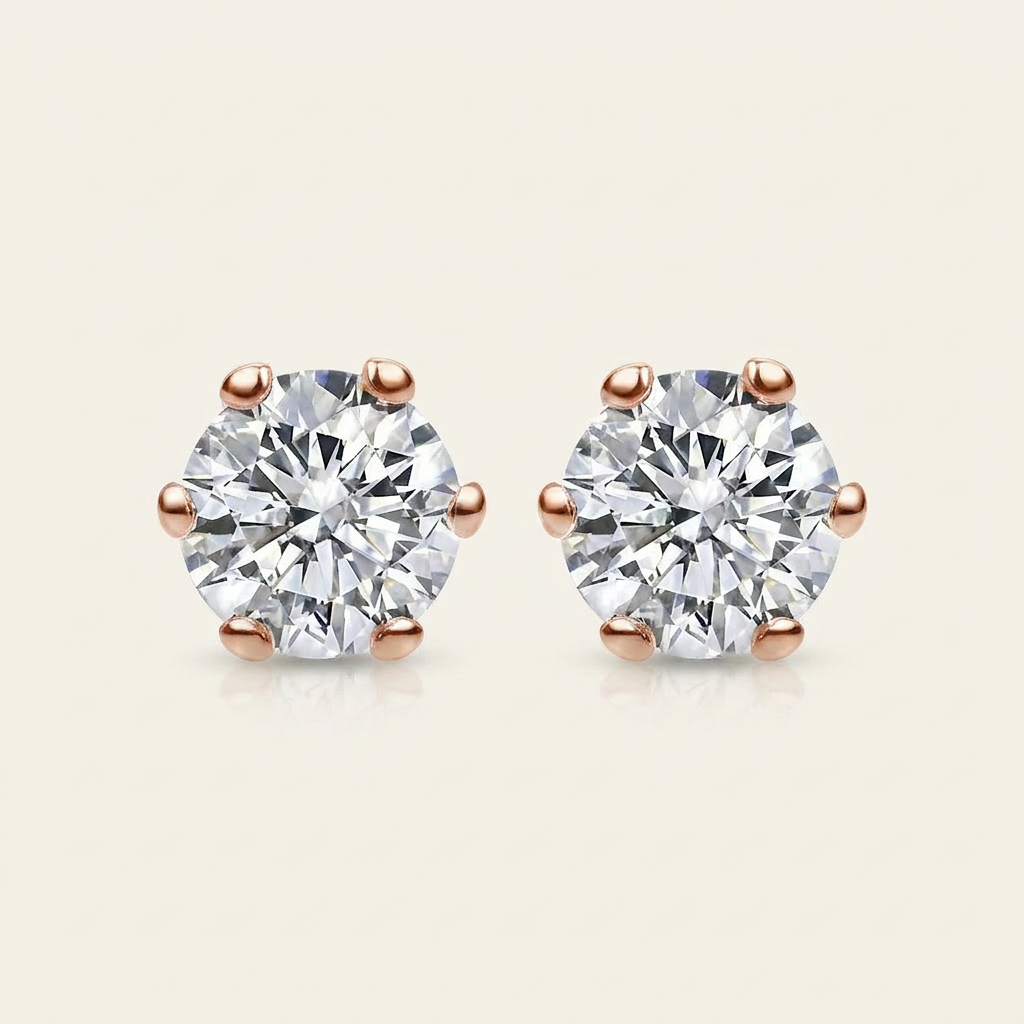Moissanite 3.00 CT Round Cut Diamond Stud Earring