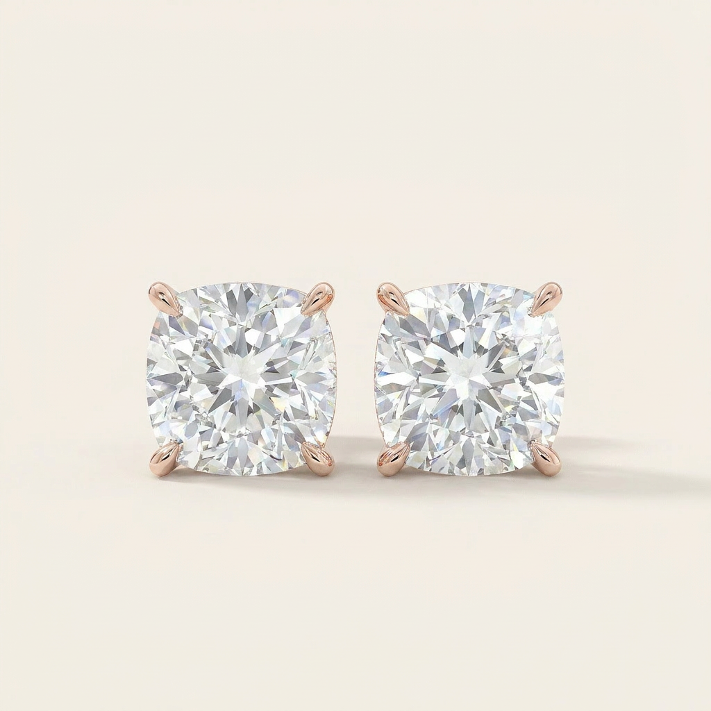 Moissanite 1.00 CT Cushion Cut Diamond Stud Earrings