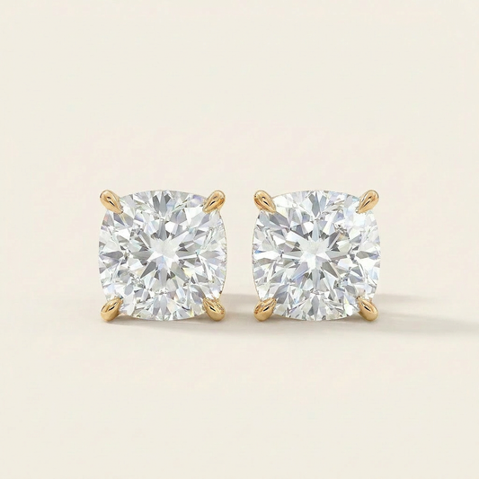 Moissanite 1.00 CT Cushion Cut Diamond Stud Earrings