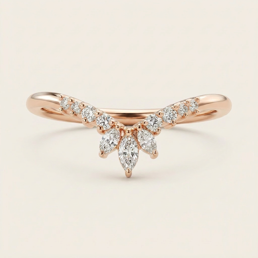 Moissanite 0.32 CT Marquise & Round Cut Diamond Ring