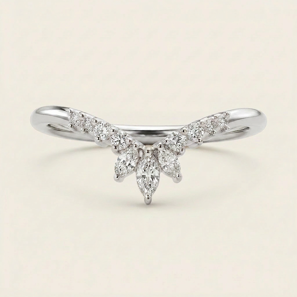 Moissanite 0.32 CT Marquise & Round Cut Diamond Ring