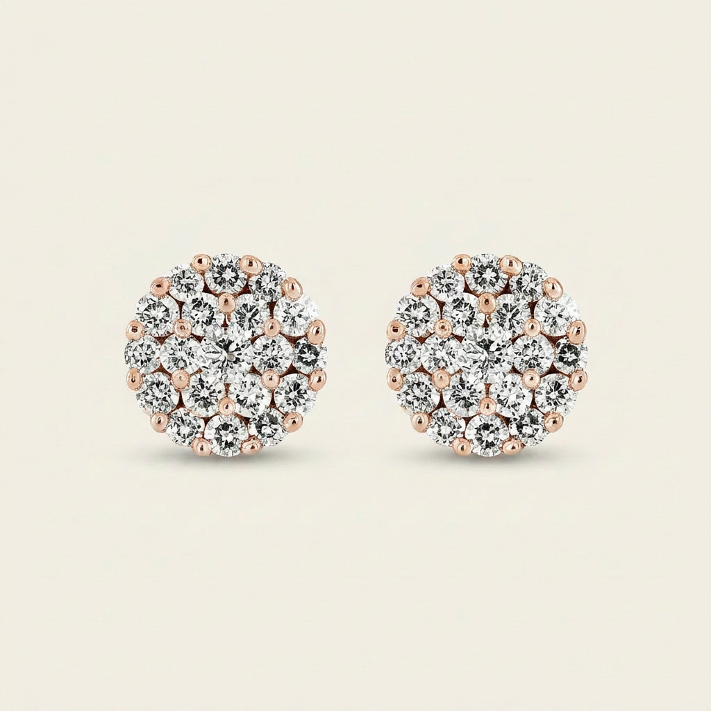 Moissanite 2.00 CT Round Cut Diamond Stud Earrings