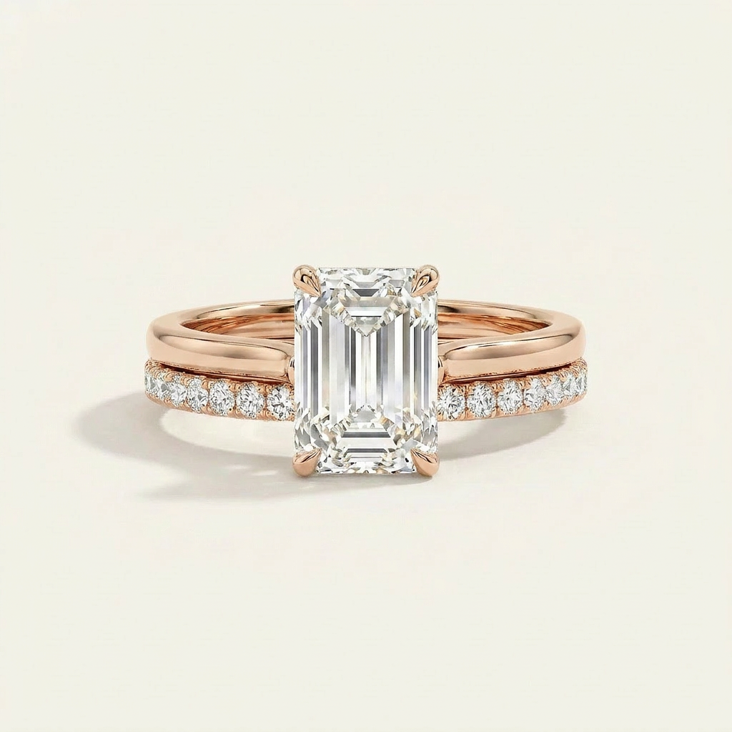 Moissanite 2.55 CT Emerald Cut Diamond Solitaire Ring