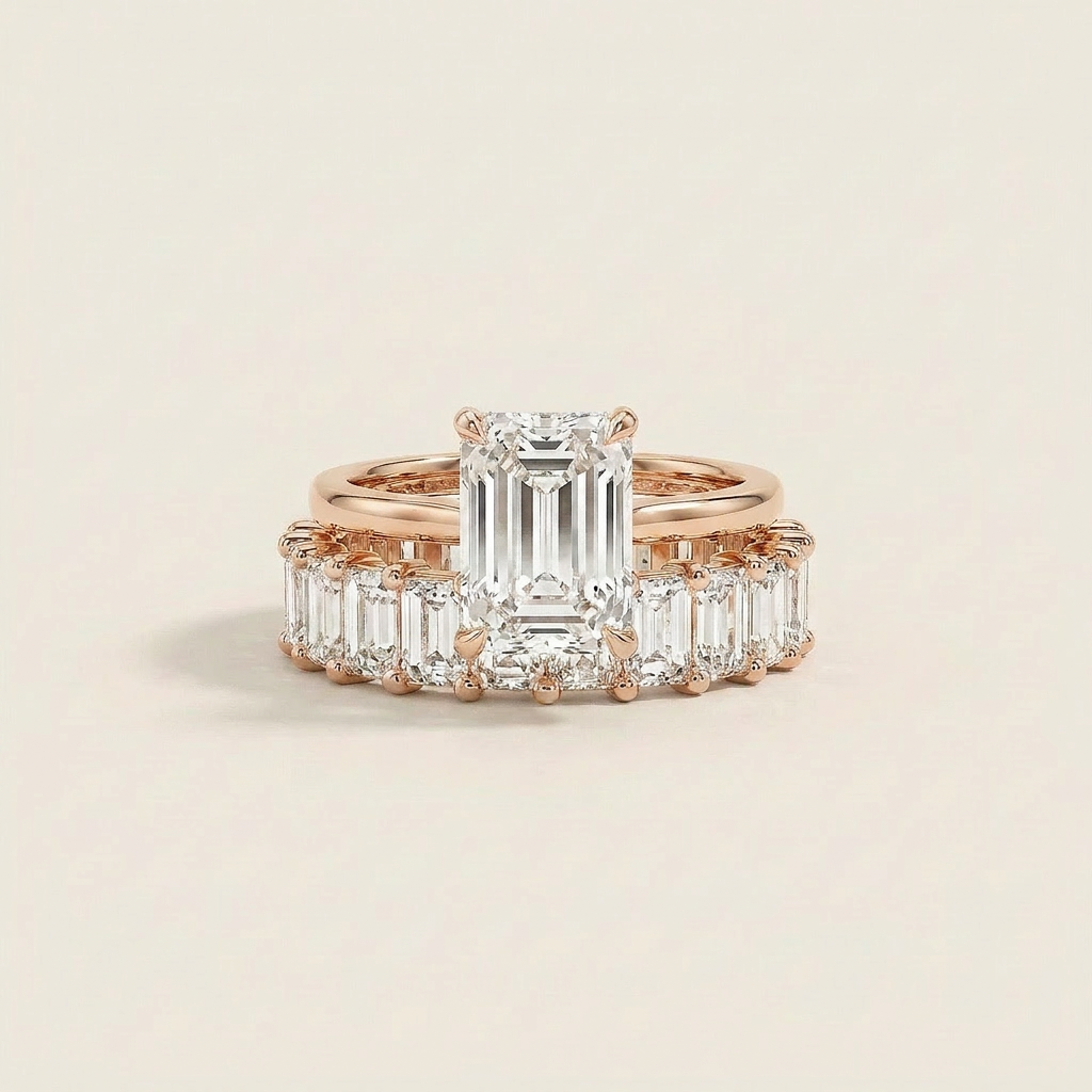 Moissanite 3.40 CT Emerald Cut Diamond Solitaire Ring