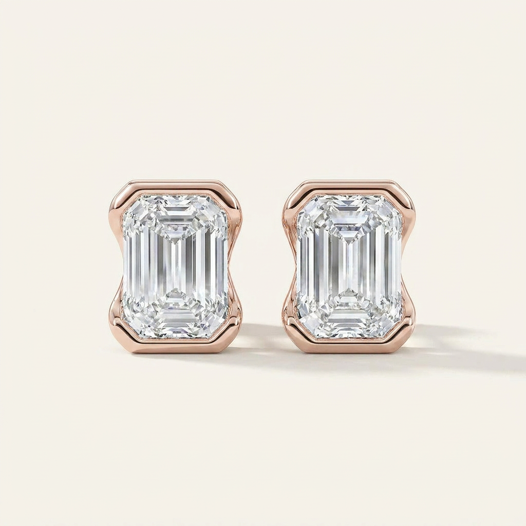 Moissanite 1.00 CT Emerald Cut Diamond Stud Earrings (V1)