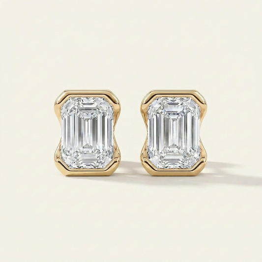 Moissanite 1.00 CT Emerald Cut Diamond Stud Earrings (V1)
