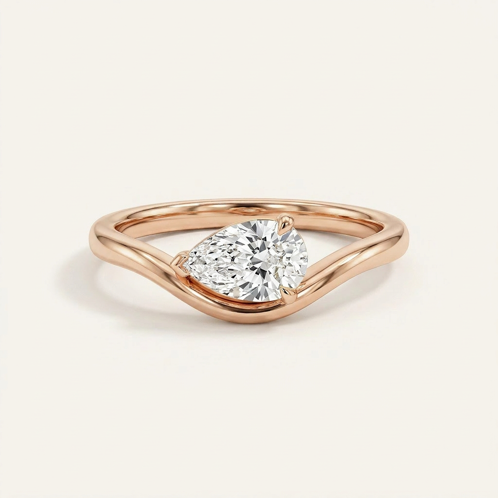 Lab Grown 3.00 CT Pear Cut Diamond Solitaire Ring