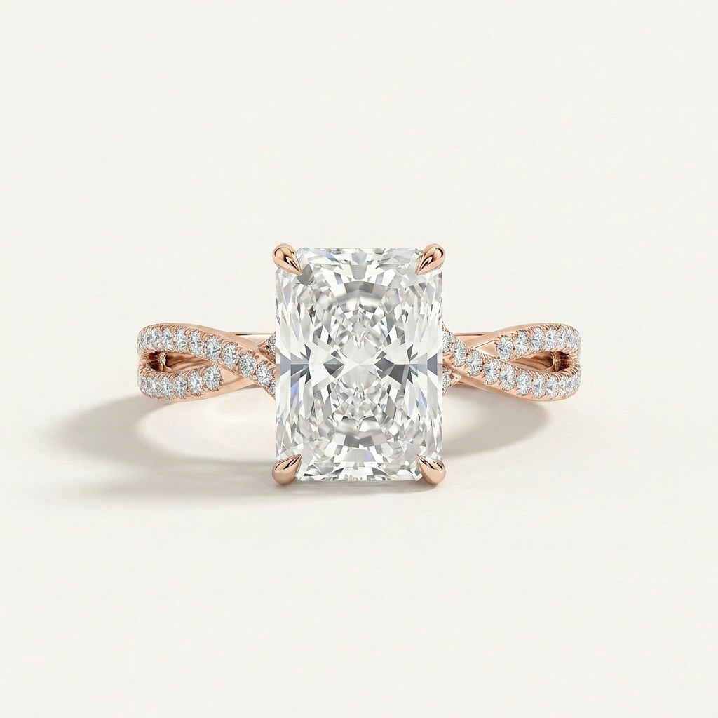 Moissanite 2.40 CT Radiant Cut Diamond Solitaire Ring