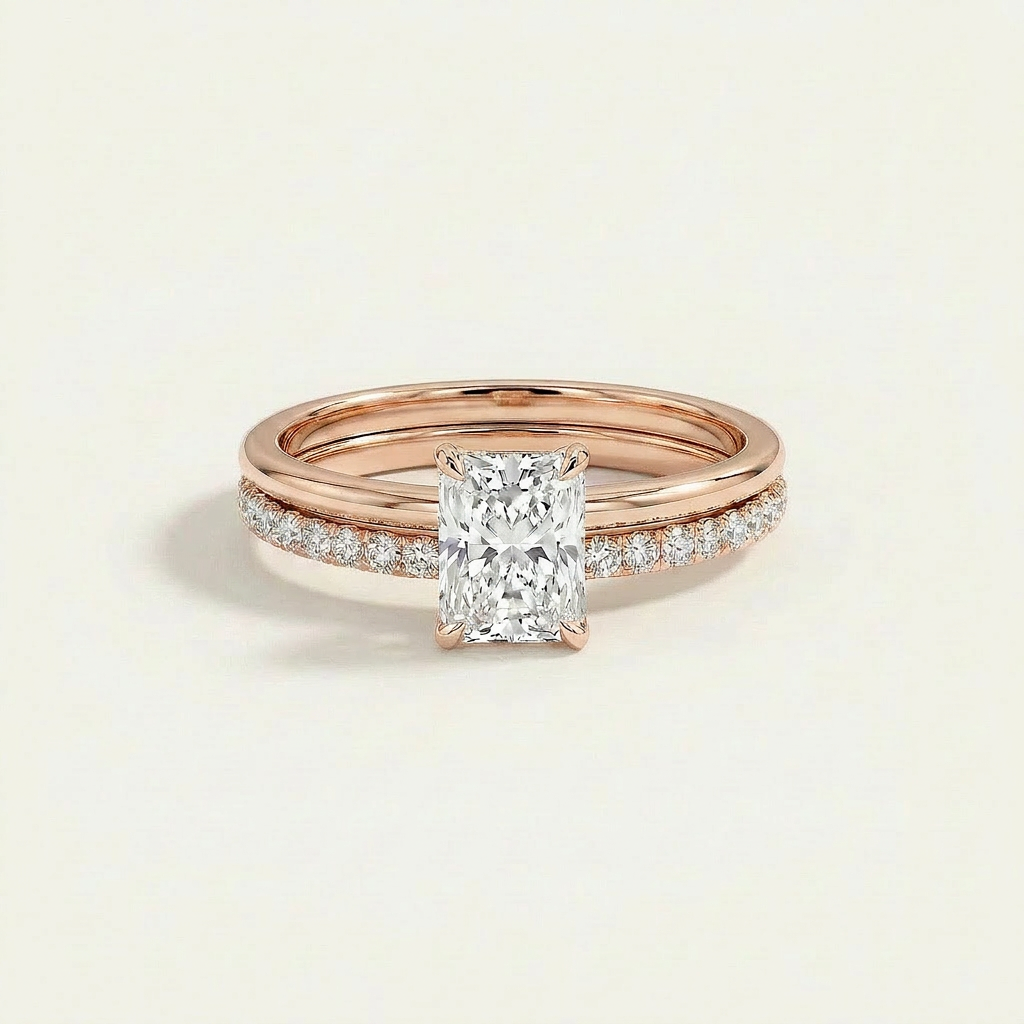 Moissanite 2.75 CT Radiant Cut Diamond Solitaire Ring (V-Edwardian)