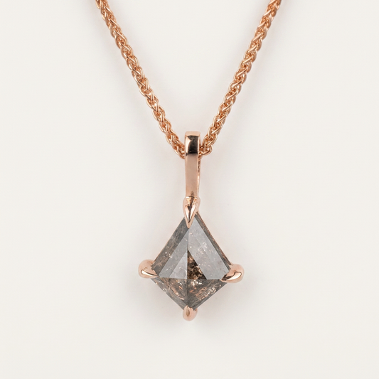 0.76 CT Kite Cut Salt and Pepper Diamond Necklace