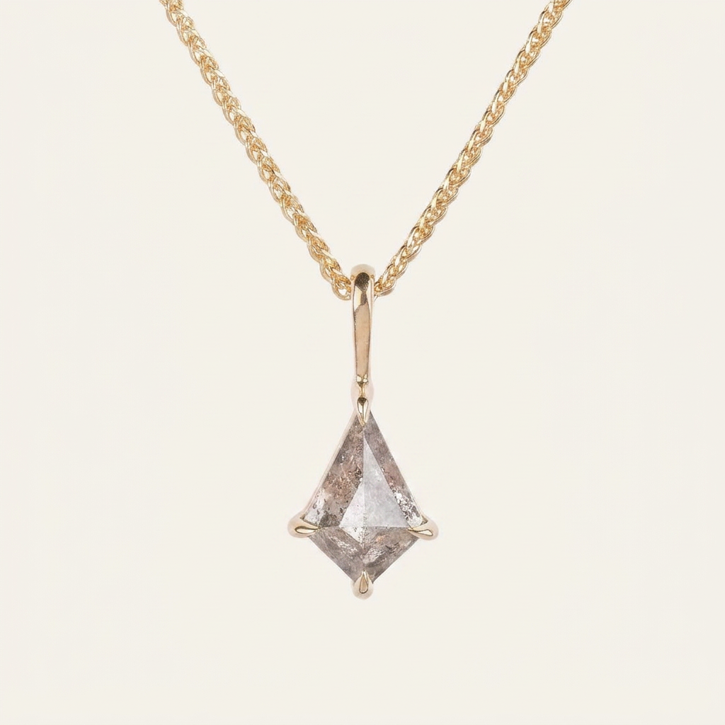 0.78 CT Kite Cut Salt and Pepper Diamond Necklace