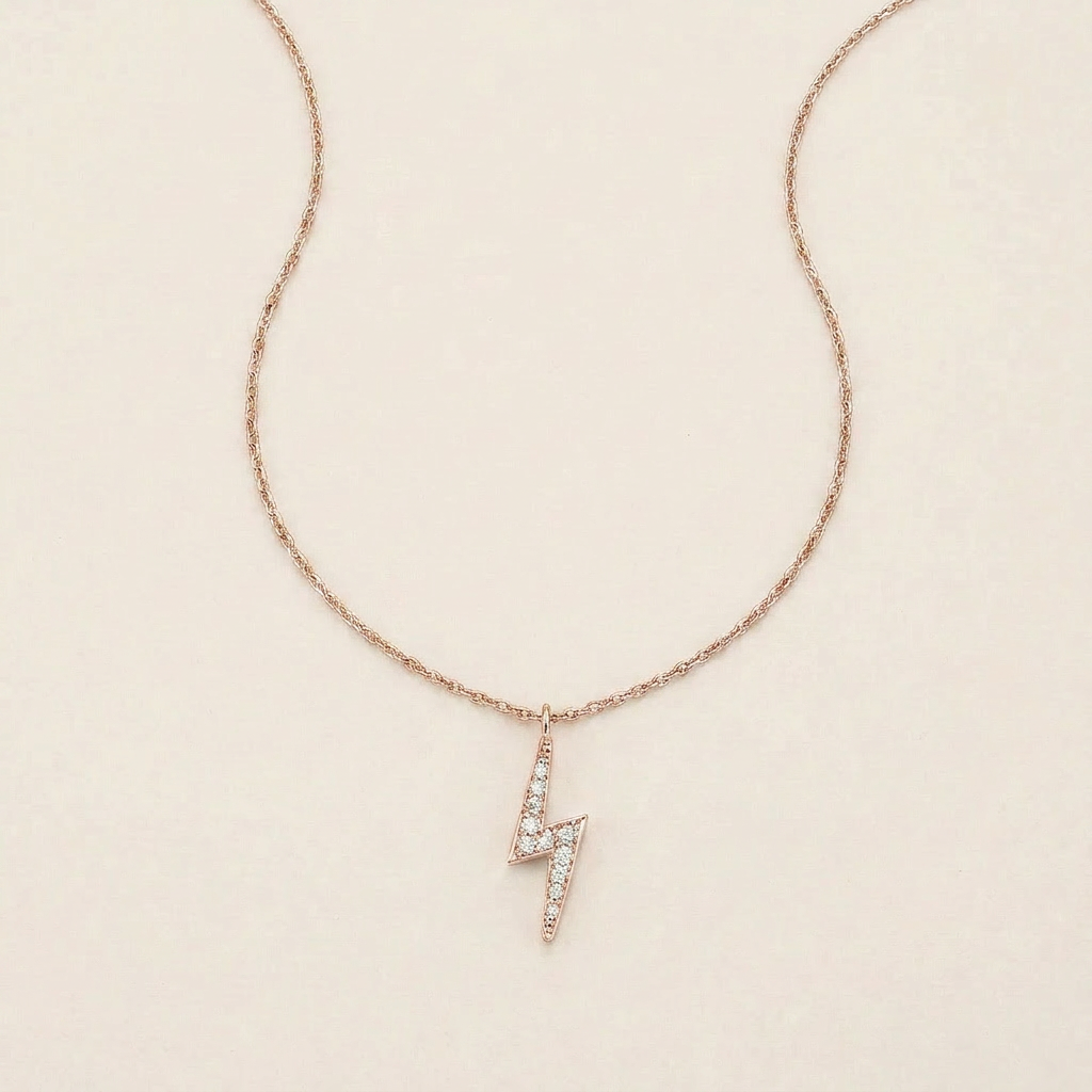 Moissanite 0.50 CT Round Cut Diamond Lightning Bolt Necklace