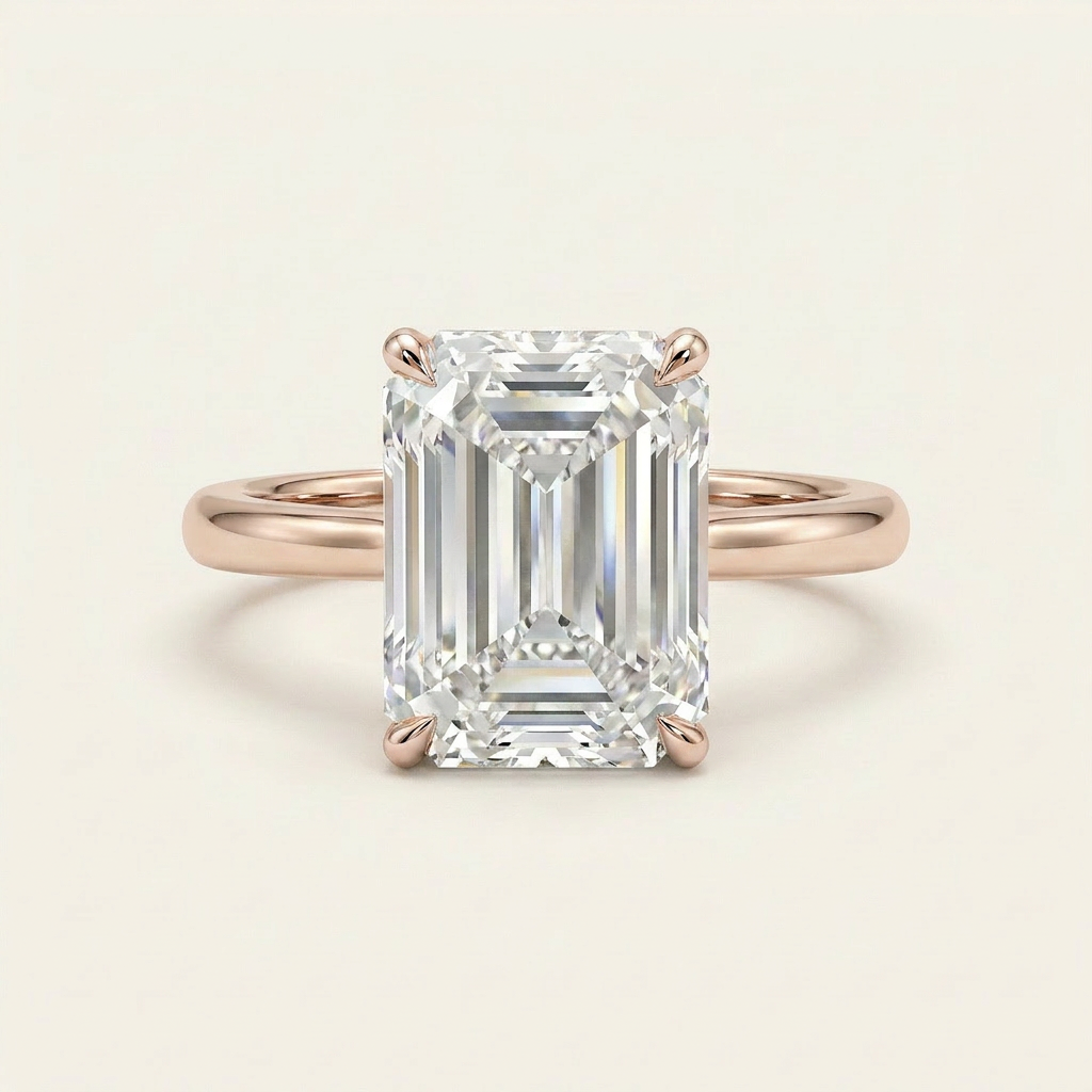 Moissanite 2.40 CT Emerald Cut Diamond Solitaire Ring