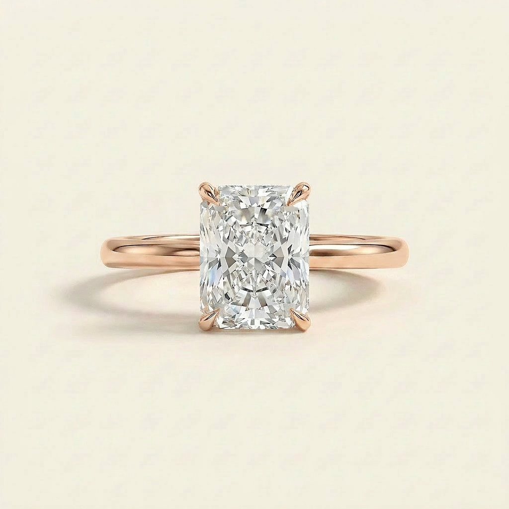 Moissanite 2.75 CT Radiant Cut Diamond Solitaire Ring (V-Edwardian)