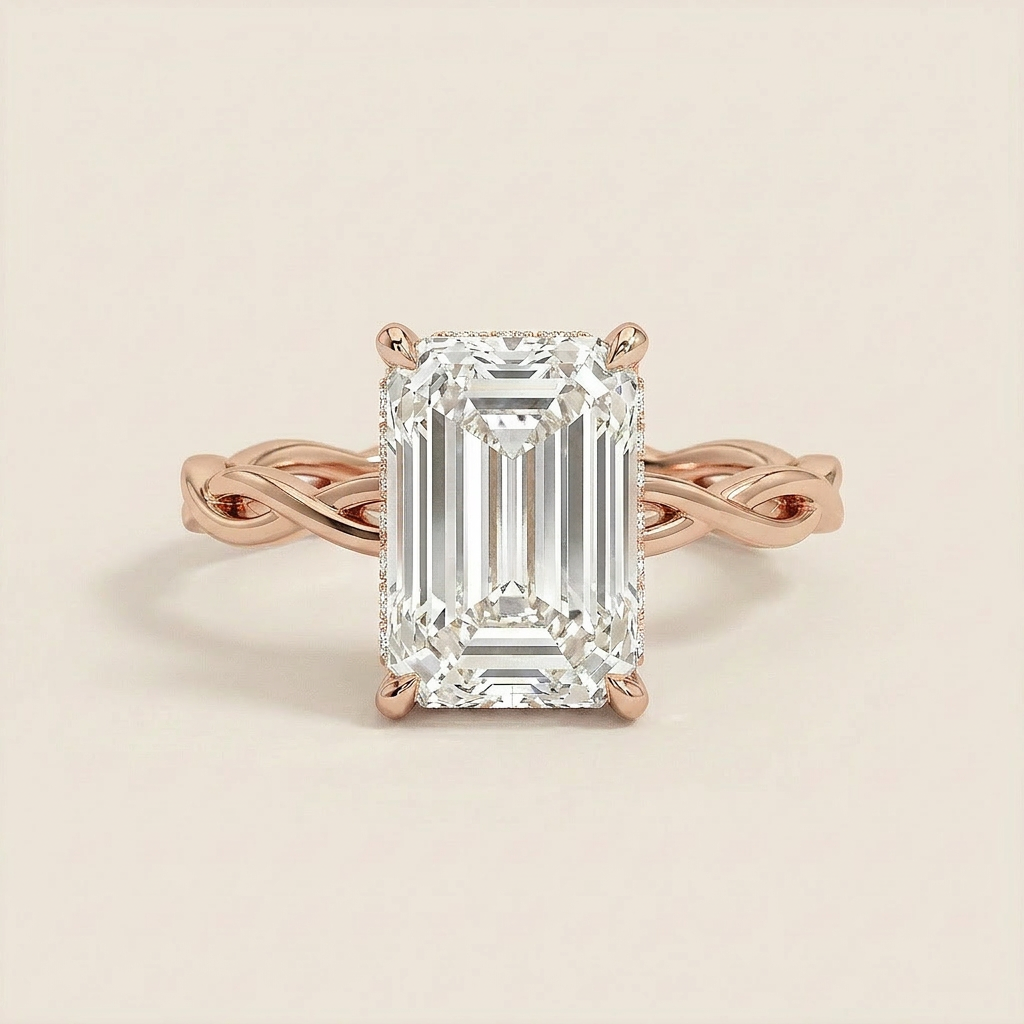Moissanite 4.00 CT Emerald Cut Diamond Solitaire Ring