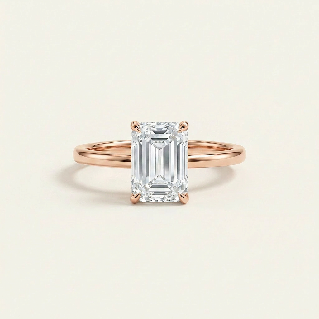 Moissanite 3.40 CT Emerald Cut Diamond Solitaire Ring