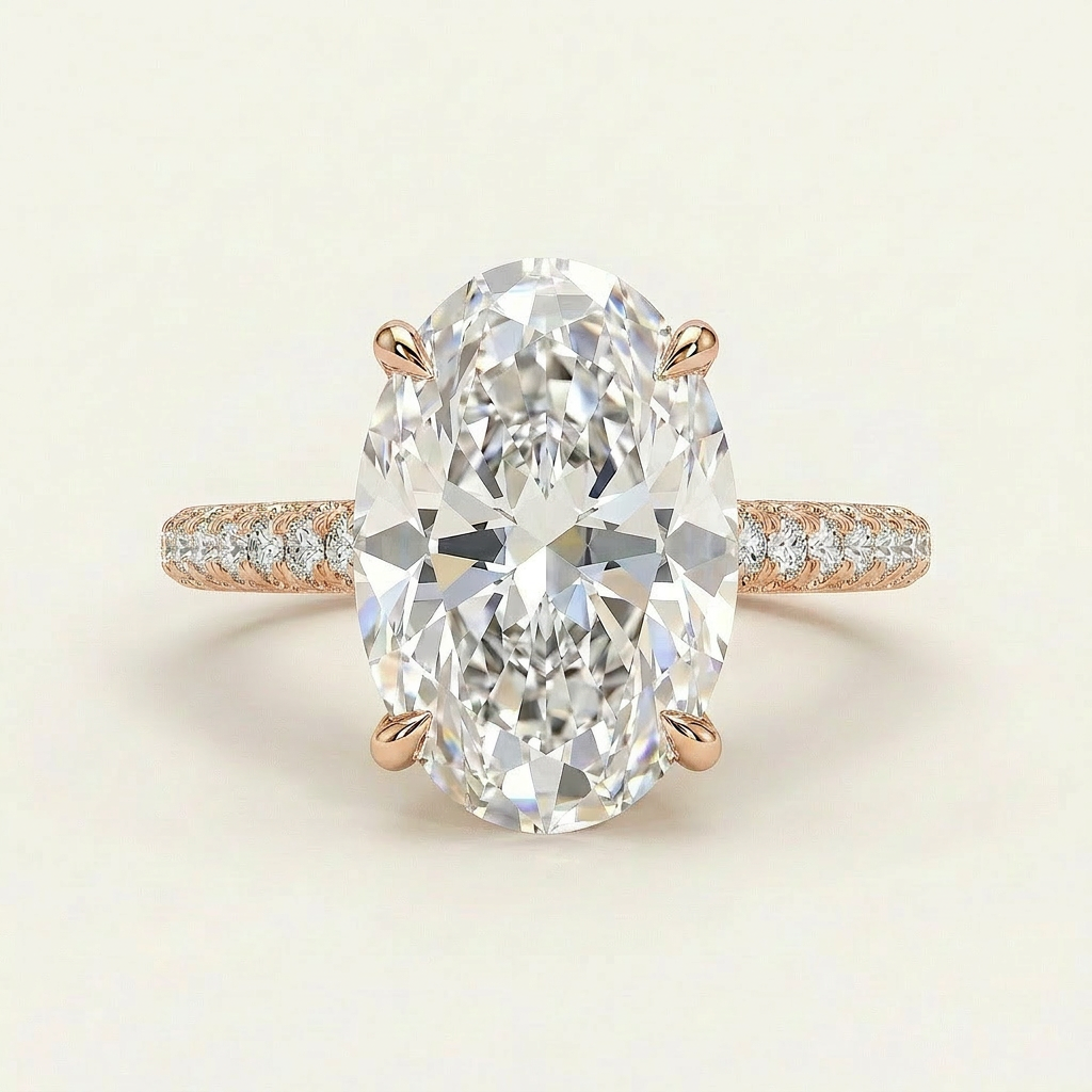 Moissanite 3.50 CT Oval & Round Cut Diamond Solitaire Ring (V-Bohohippie)