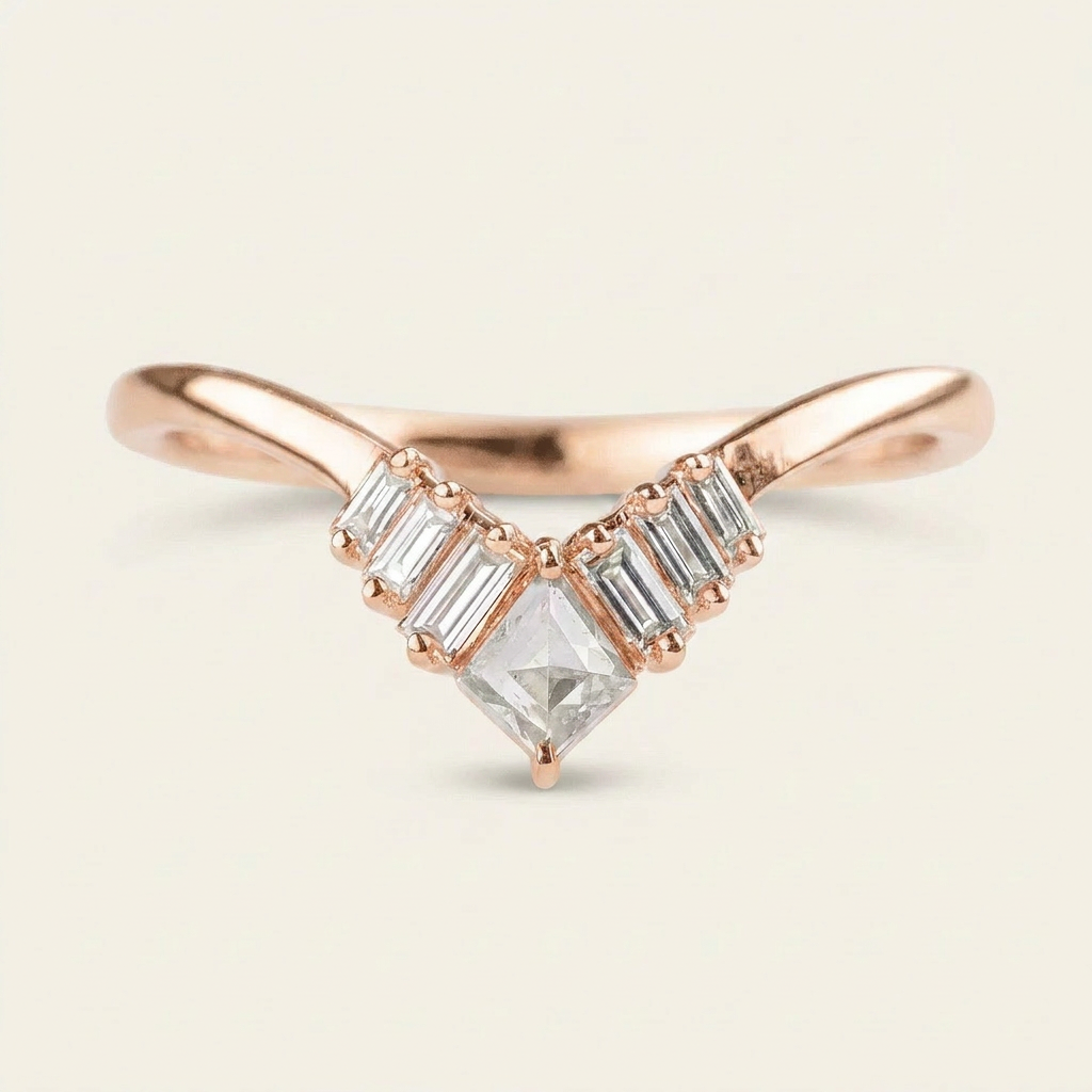 0.34 CT Kite Cut Salt and Pepper Diamond Ring