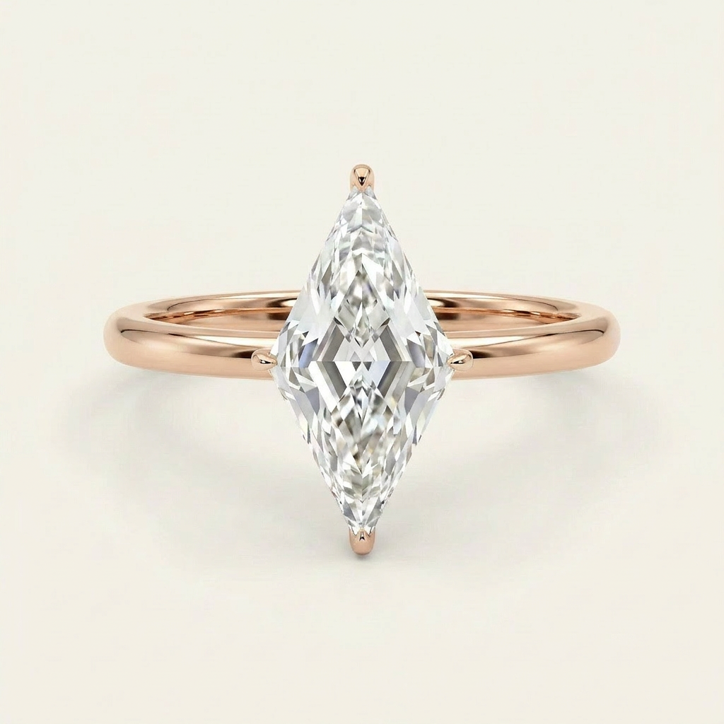 Moissanite 2.05 CT Lozenge Cut Diamond Solitaire Ring