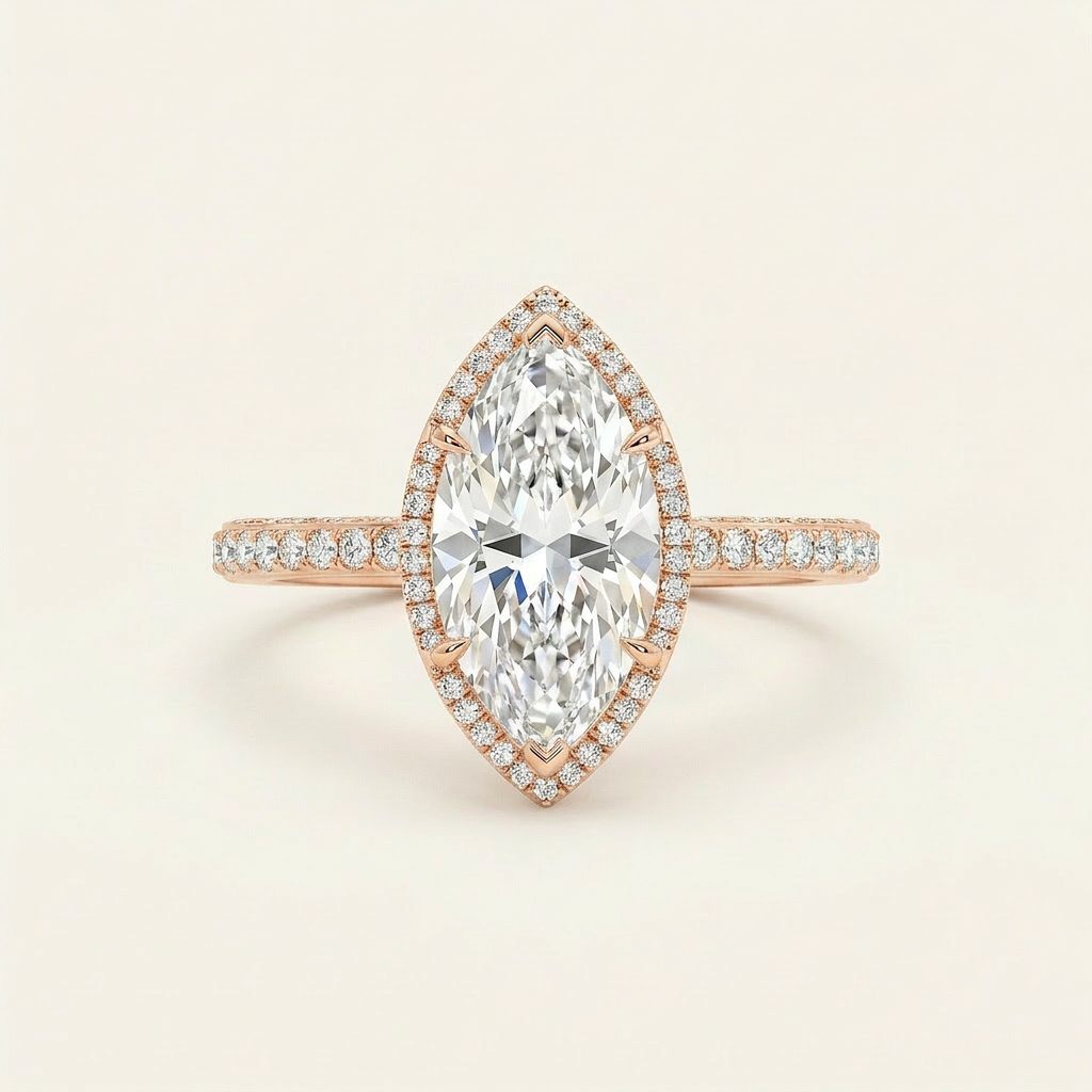 Moissanite 3.60 CT Marquise Cut Diamond Halo Ring