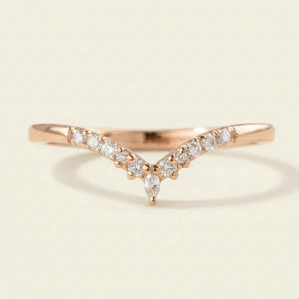 Moissanite 0.18 CT Marquise & Round Cut Diamond Ring