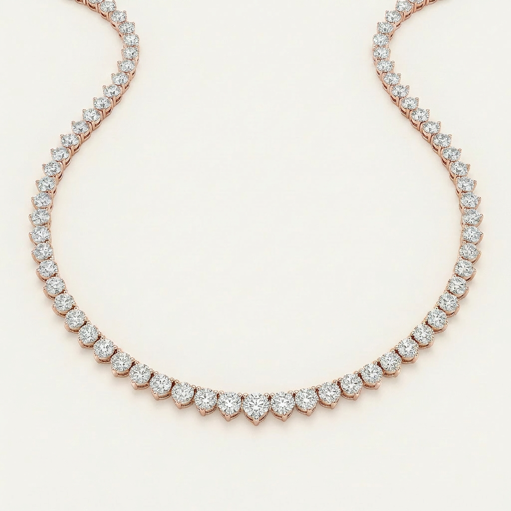Moissanite 20.00 CT Round Cut Diamond Tennis Necklace