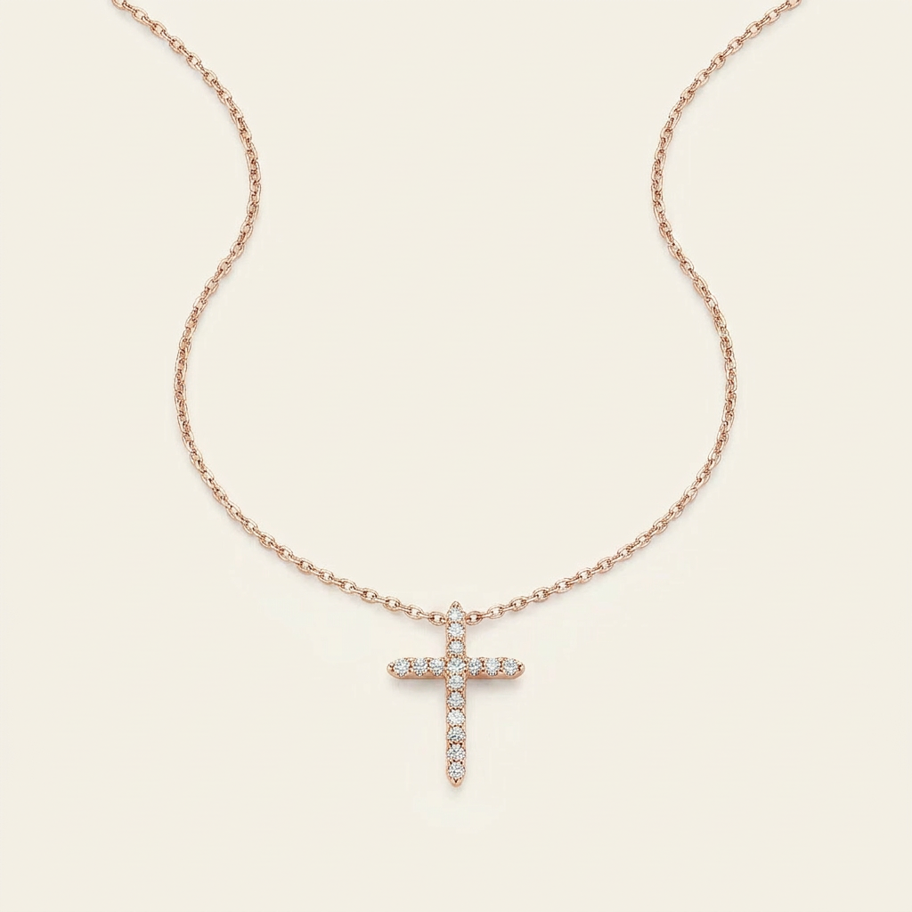 Moissanite 2.00 CT Round Cut Diamond Cross Necklace