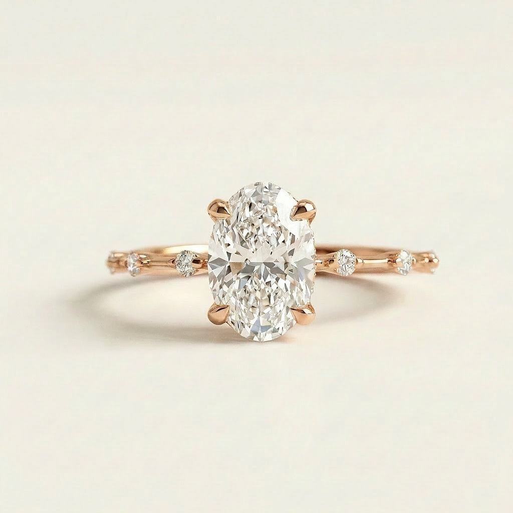 Moissanite 2.80 CT Oval & Round Cut Diamond Solitaire Ring