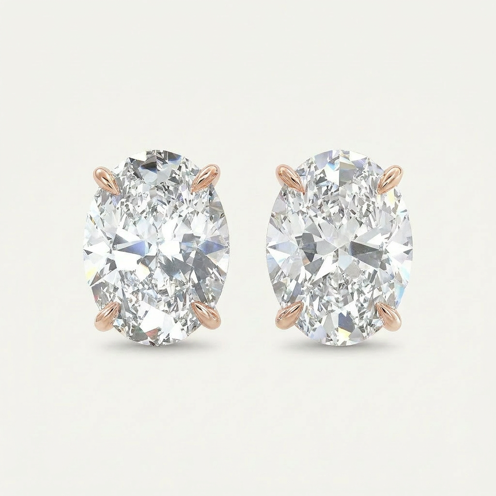 Moissanite 1.00 CT Oval Cut Diamond Stud Earrings (V1)