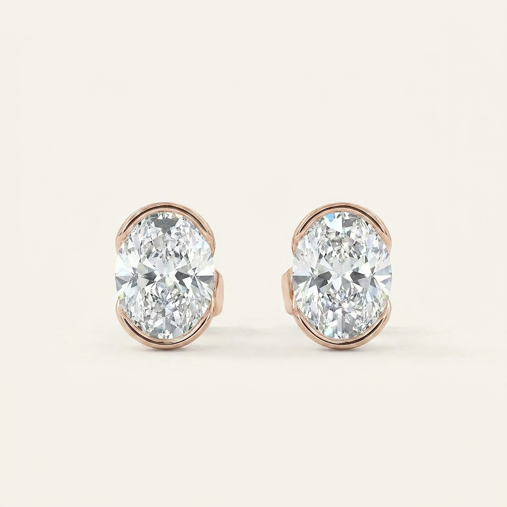 Moissanite 1.00 CT Oval Cut Diamond Stud Earrings (V2)