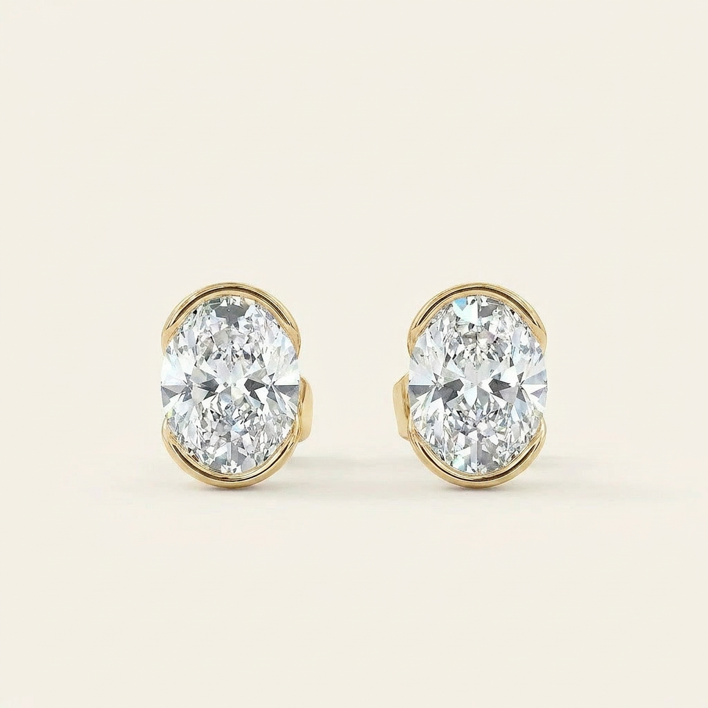 Moissanite 1.00 CT Oval Cut Diamond Stud Earrings (V2)