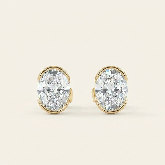 Moissanite 1.00 CT Oval Cut Diamond Stud Earrings (V2)