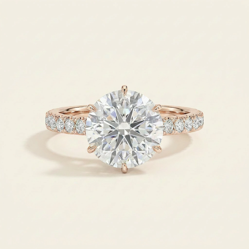 Moissanite 2.20 CT Round Cut Diamond Solitaire Ring