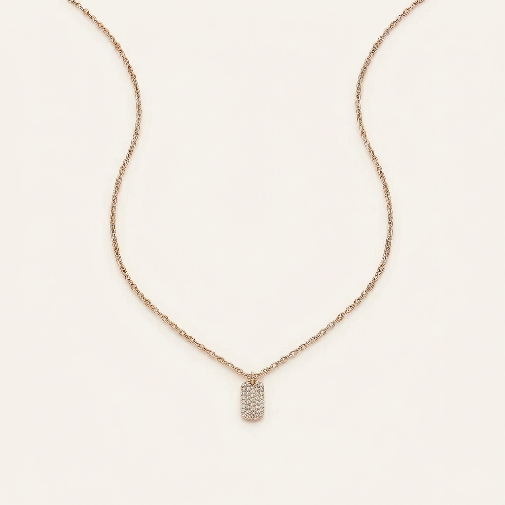 Moissanite 0.30 CT Round Cut Diamond Tag Pendant Necklace