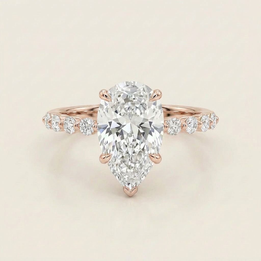 Moissanite 3.10 CT Pear Cut Diamond Solitaire Ring